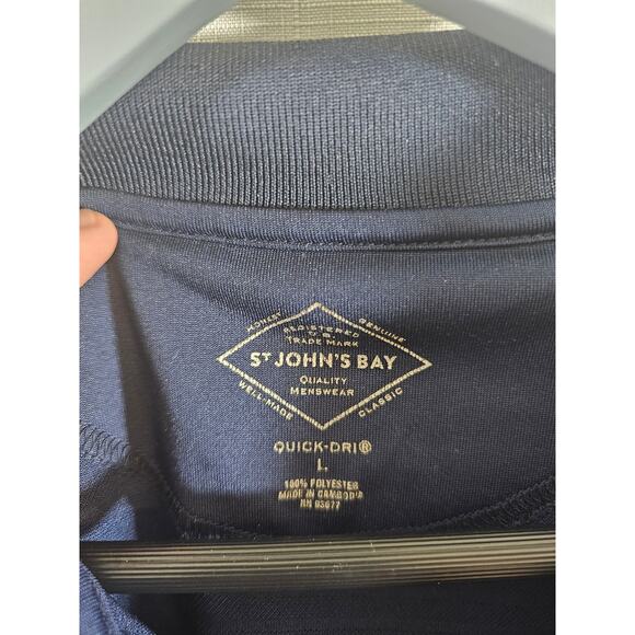 St Johns Bay Performance Polo Shirt Mens Large Navy Blue Short Sleeve Quick Dry - Picture 3 of 7